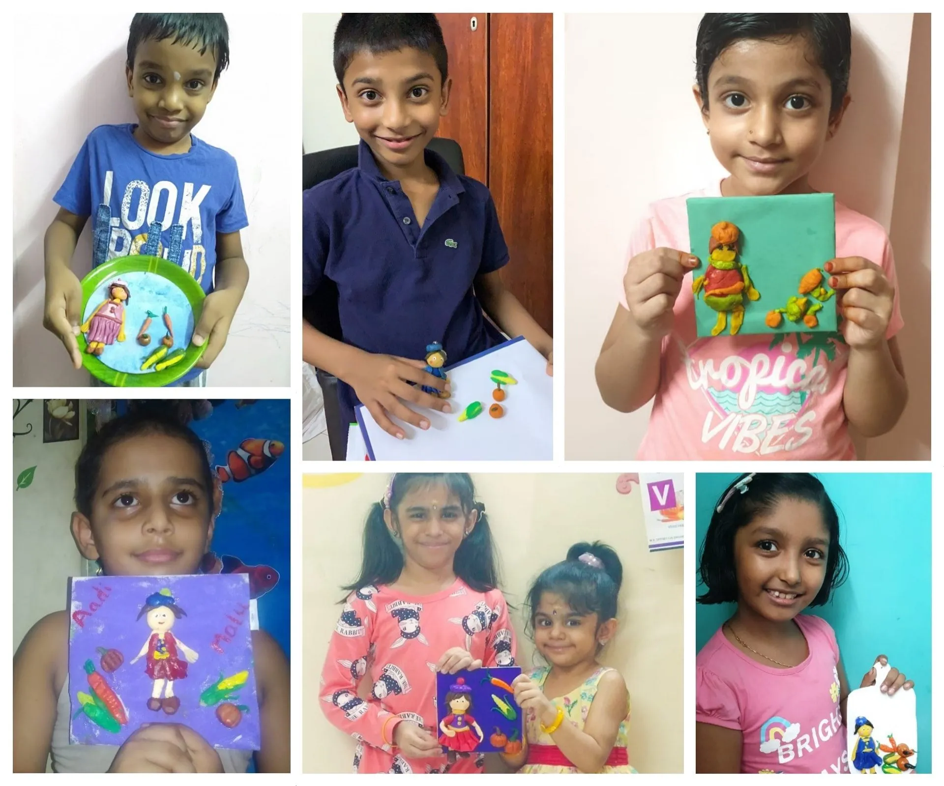 miniature clay food models by children